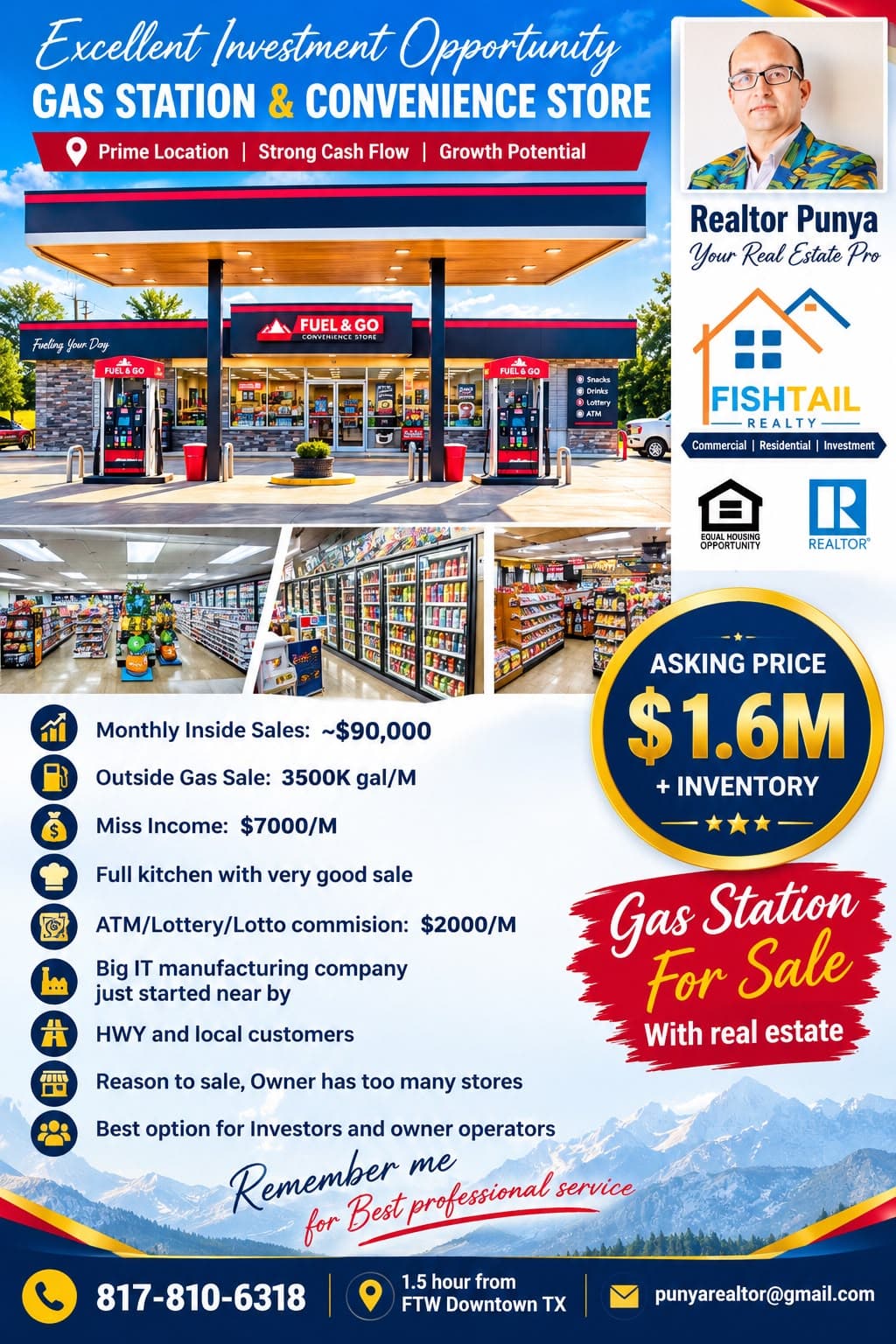 Excellent Gas station for sale in South forthworth Texas