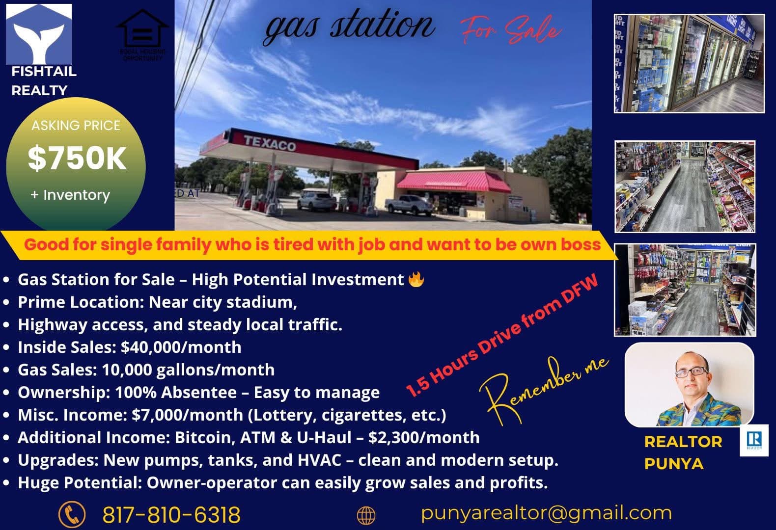 Low cost gas station for sale - 2 Hours from DFW