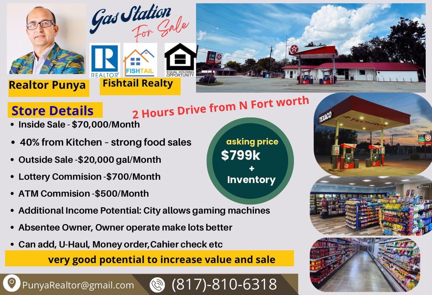 Value add small gas station for sale near to fortworth Texas